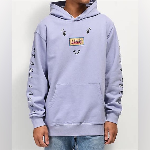 Teddy Fresh Other - Teddy Fresh Love Face Purple Hoodie Sweatshirt Embroidered S